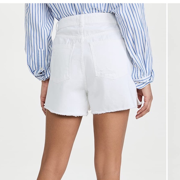 DL1961 High Rise Emilie Distressed White Jean Shorts - Picture 3 of 4